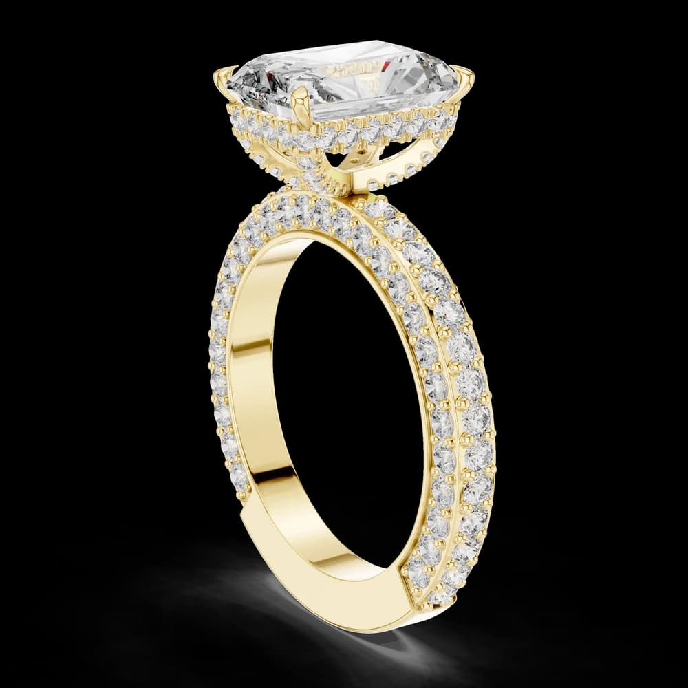 Dual Pave Band Radiant Lab Grown Diamond Ring - Image 4 Dual Pave Band Radiant Lab Grown Diamond Ring, view 4 of 6