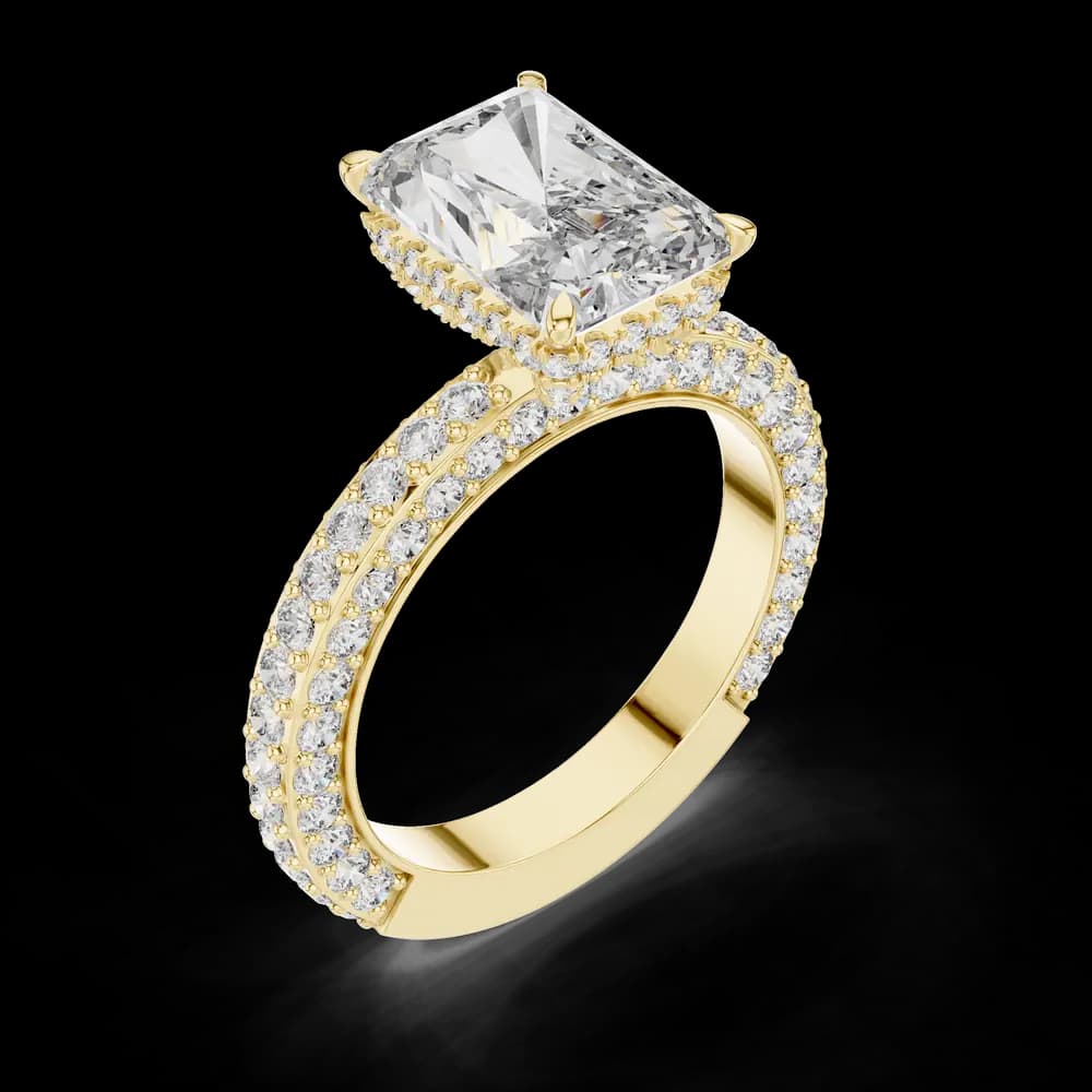 Dual Pave Band Radiant Lab Grown Diamond Ring - Image 5 Dual Pave Band Radiant Lab Grown Diamond Ring, view 5 of 6