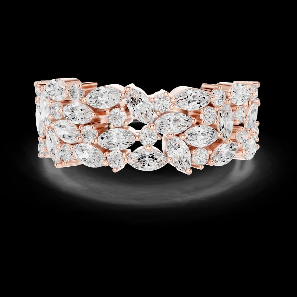 Wide Marquise & Round Cluster Diamond Eternity Band - Image 1 Wide Marquise & Round Cluster Diamond Eternity Band, view 1 of 6