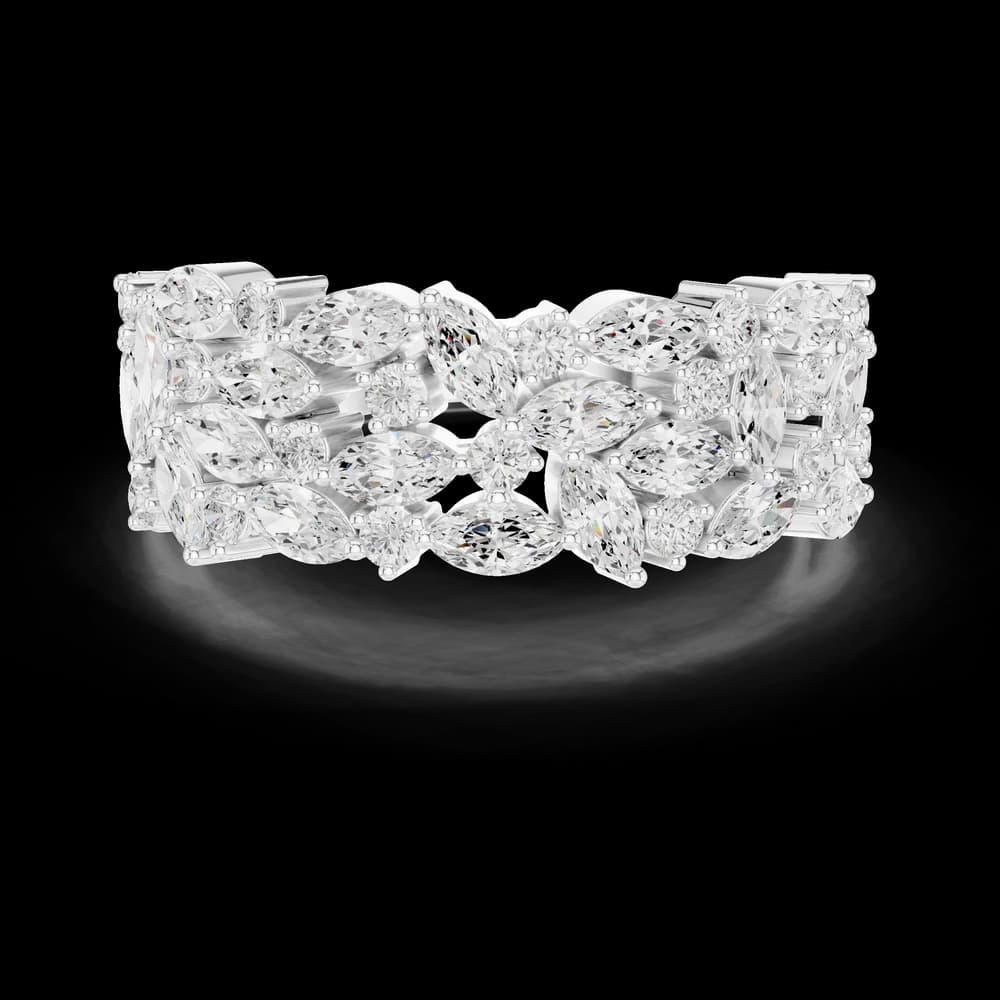 Wide Marquise & Round Cluster Diamond Eternity Band - Image 2 Wide Marquise & Round Cluster Diamond Eternity Band, view 2 of 6