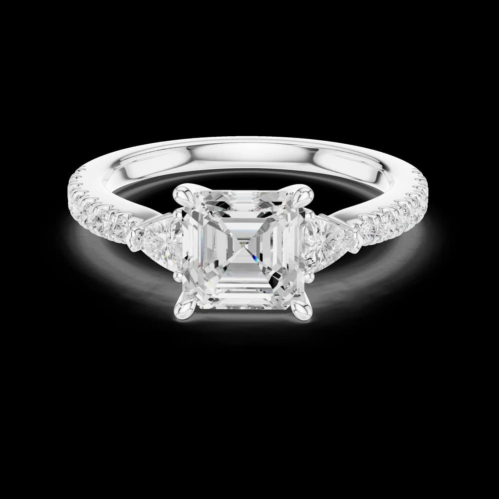 Asscher Pear Side Pave Lab Grown Diamond Ring - Image 2 Asscher Pear Side Pave Lab Grown Diamond Ring, view 2 of 6
