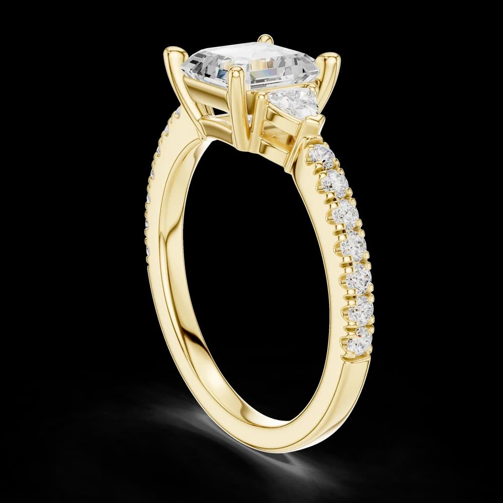 Asscher Pear Side Pave Lab Grown Diamond Ring - Image 4 Asscher Pear Side Pave Lab Grown Diamond Ring, view 4 of 6