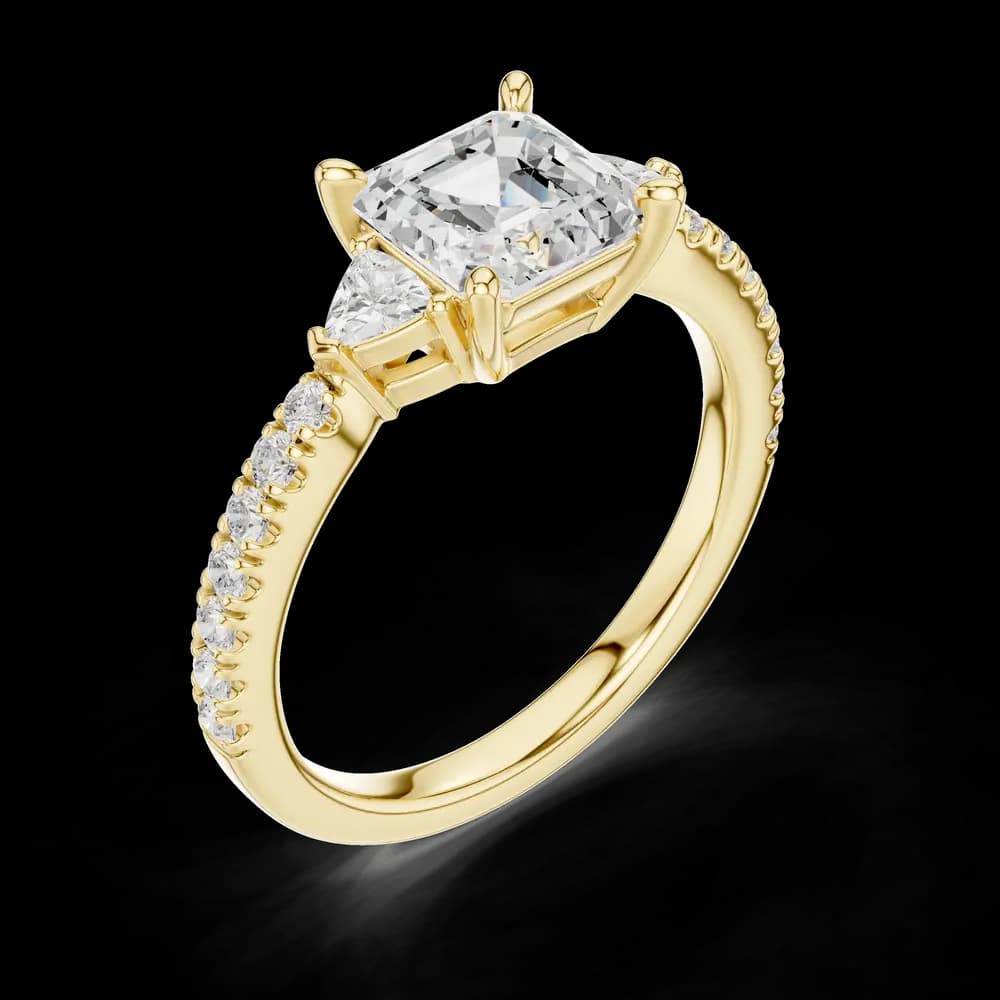Asscher Pear Side Pave Lab Grown Diamond Ring - Image 5 Asscher Pear Side Pave Lab Grown Diamond Ring, view 5 of 6