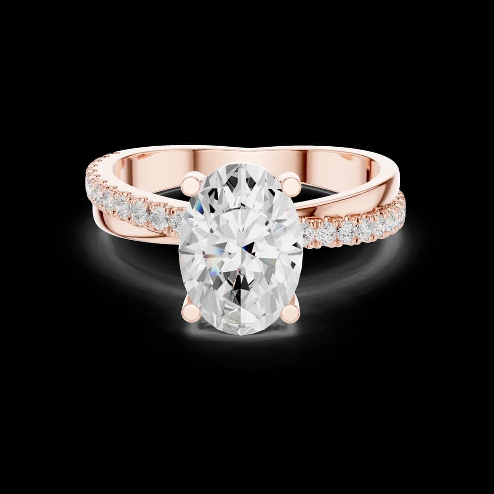 Oval Brilliant Cut Diamond Pavé Ring - Image 1 Oval Brilliant Cut Diamond Pavé Ring, view 1 of 6