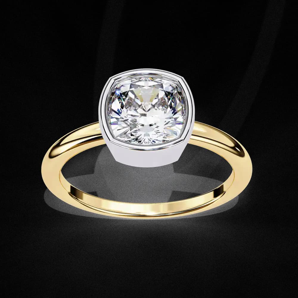 Bezel Set Cushion Solitaire Lab Grown Diamond Ring - Image 12 Bezel Set Cushion Solitaire Lab Grown Diamond Ring, view 12 of 14