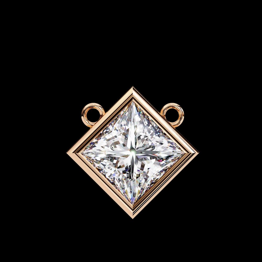 Bezel Set Princess Lab Grown Diamond Pendant with chain - Image 14 Bezel Set Princess Lab Grown Diamond Pendant with chain, view 14 of 16