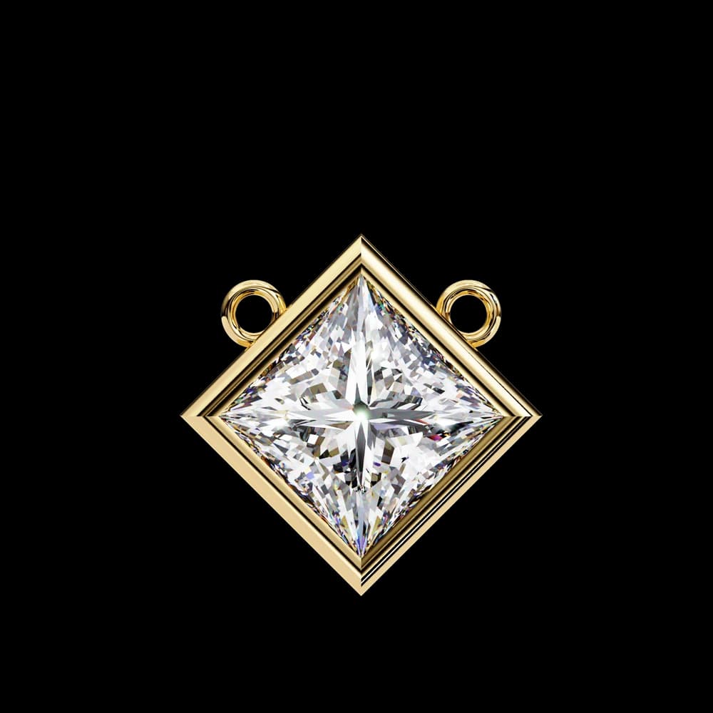 Bezel Set Princess Lab Grown Diamond Pendant with chain - Image 15 Bezel Set Princess Lab Grown Diamond Pendant with chain, view 15 of 16