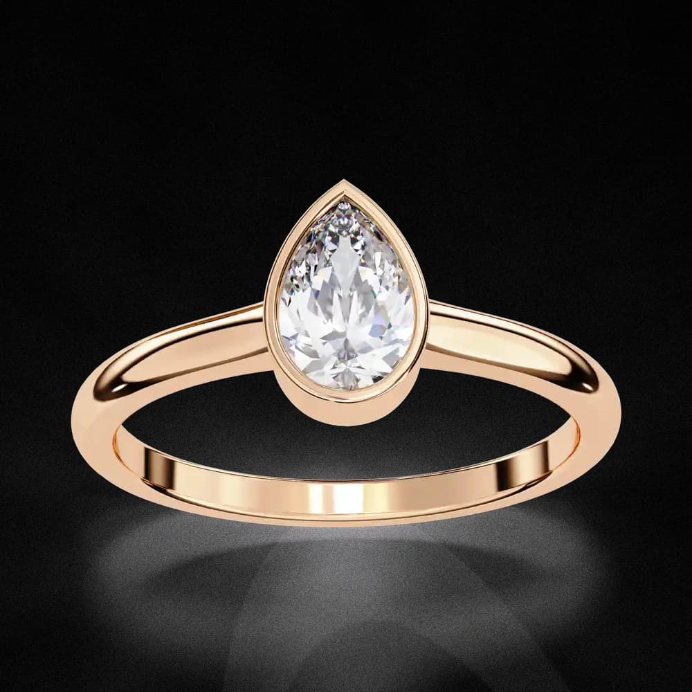 Bezel Set Pear Cut Lab Grown Solitaire Diamond Ring - Image 1 Bezel Set Pear Cut Lab Grown Solitaire Diamond Ring, view 1 of 7