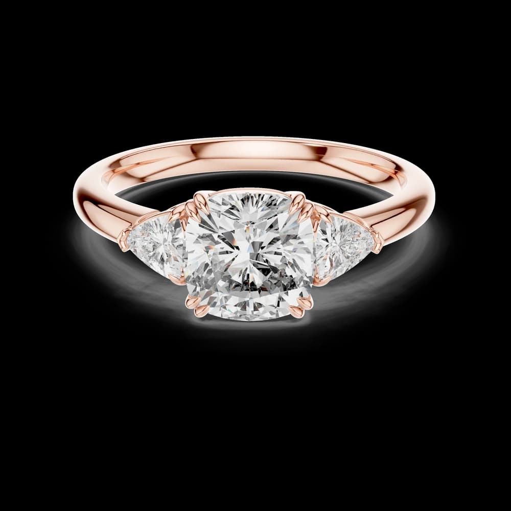 Classic Cushion and Pear Three-Stone Lab Grown Diamond Ring - Image 1 Classic Cushion and Pear Three-Stone Lab Grown Diamond Ring, view 1 of 5