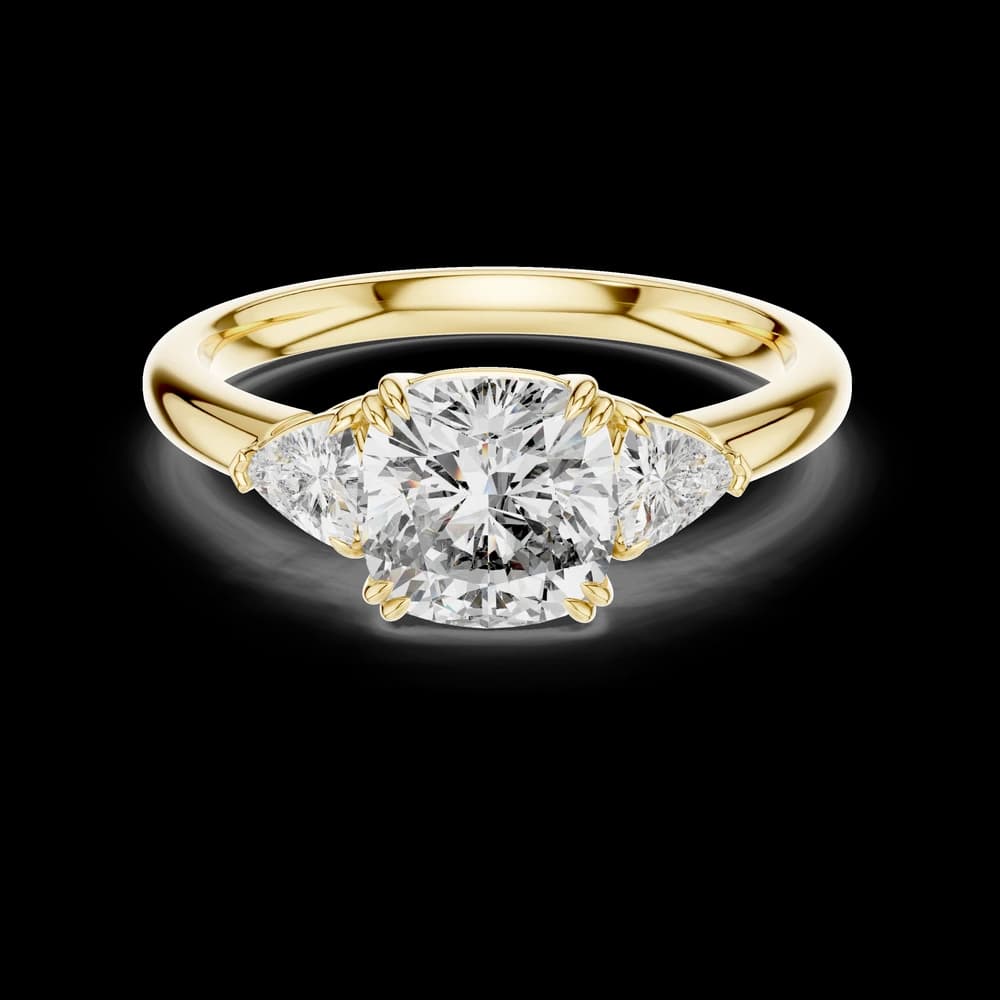 Classic Cushion and Pear Three-Stone Lab Grown Diamond Ring - Image 3 Classic Cushion and Pear Three-Stone Lab Grown Diamond Ring, view 3 of 5