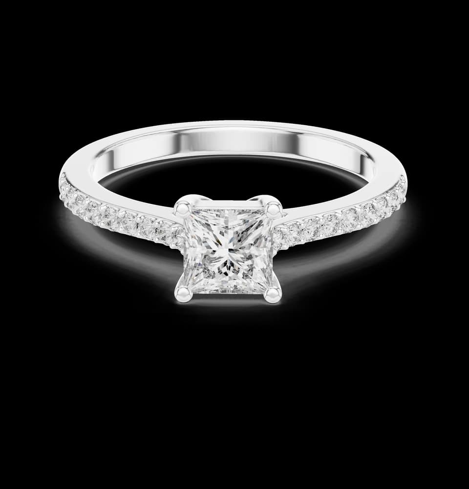 Modern Princess Pavé Diamond Ring - Image 2 Modern Princess Pavé Diamond Ring, view 2 of 6
