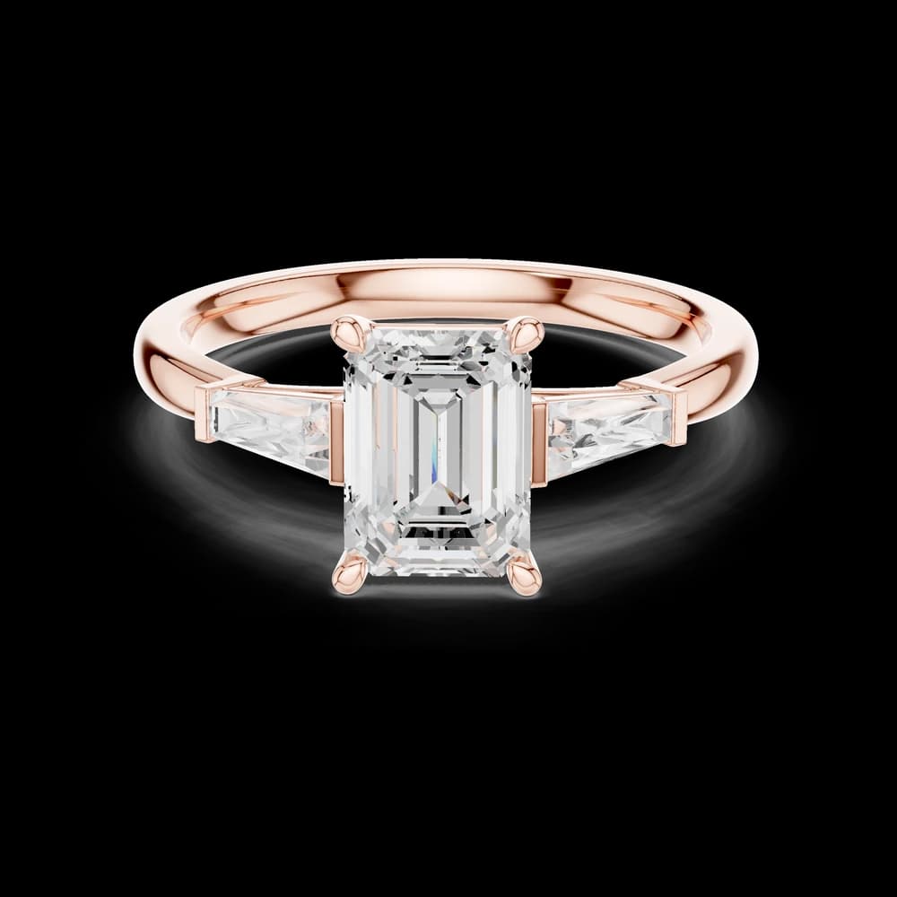 Tapered Baguette Emerald Lab Grown Diamond Ring - Image 1 Tapered Baguette Emerald Lab Grown Diamond Ring, view 1 of 6