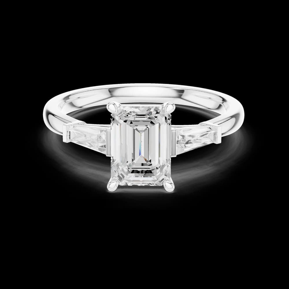 Tapered Baguette Emerald Lab Grown Diamond Ring - Image 2 Tapered Baguette Emerald Lab Grown Diamond Ring, view 2 of 6