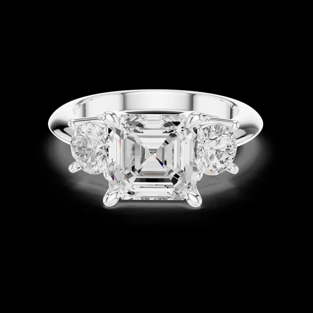 Asscher Cut With Round Side Lab Grown Diamond Ring - Image 2 Asscher Cut With Round Side Lab Grown Diamond Ring, view 2 of 6