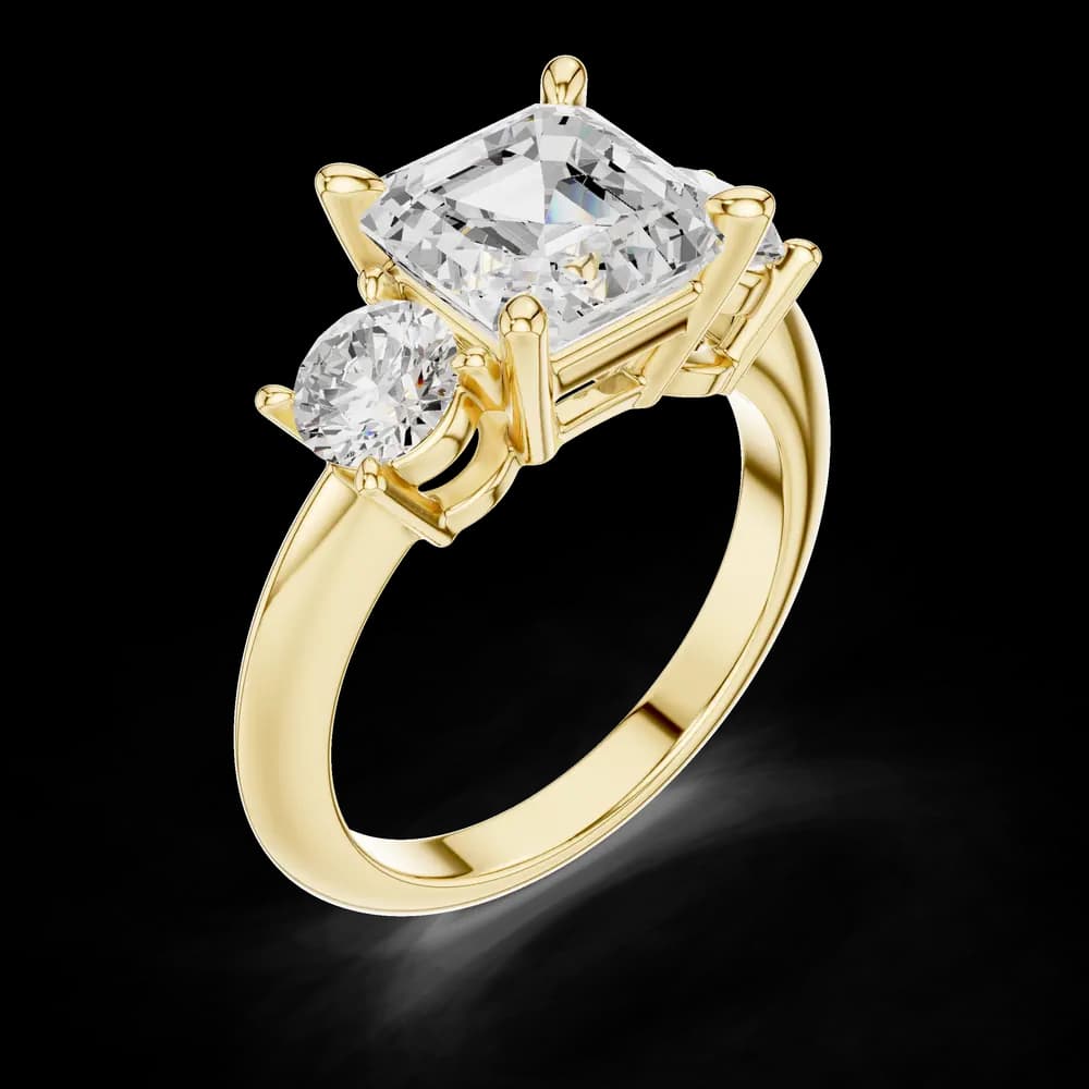 Asscher Cut With Round Side Lab Grown Diamond Ring - Image 5 Asscher Cut With Round Side Lab Grown Diamond Ring, view 5 of 6