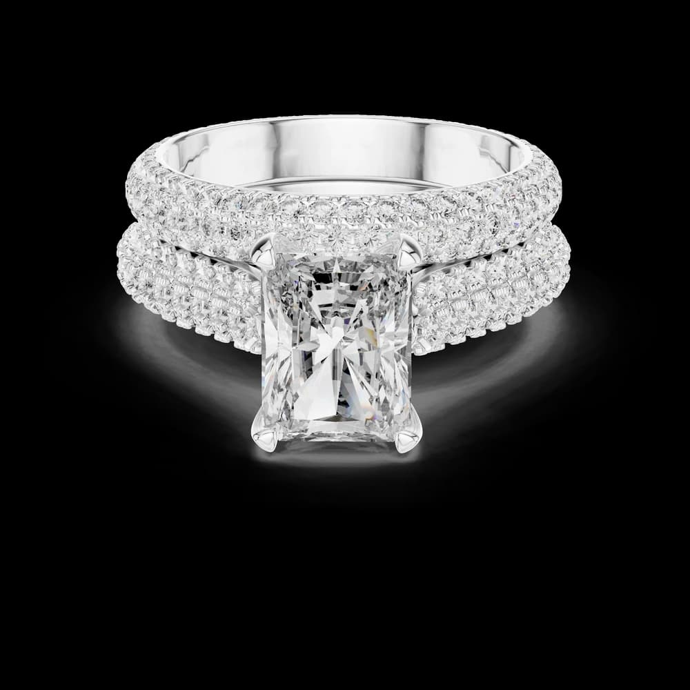Radiant Cut Pavé Bridal Lab Grown Diamond Ring - Image 2 Radiant Cut Pavé Bridal Lab Grown Diamond Ring, view 2 of 5