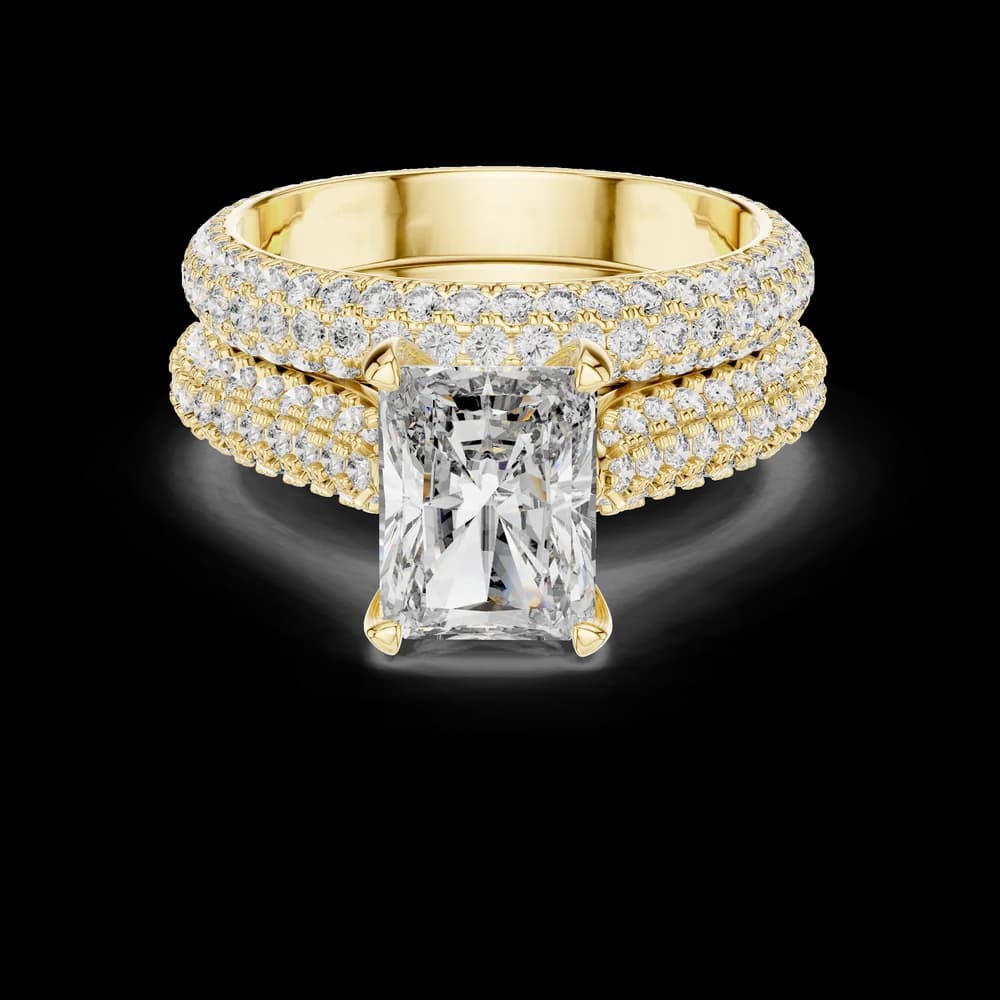 Radiant Cut Pavé Bridal Lab Grown Diamond Ring - Image 3 Radiant Cut Pavé Bridal Lab Grown Diamond Ring, view 3 of 5