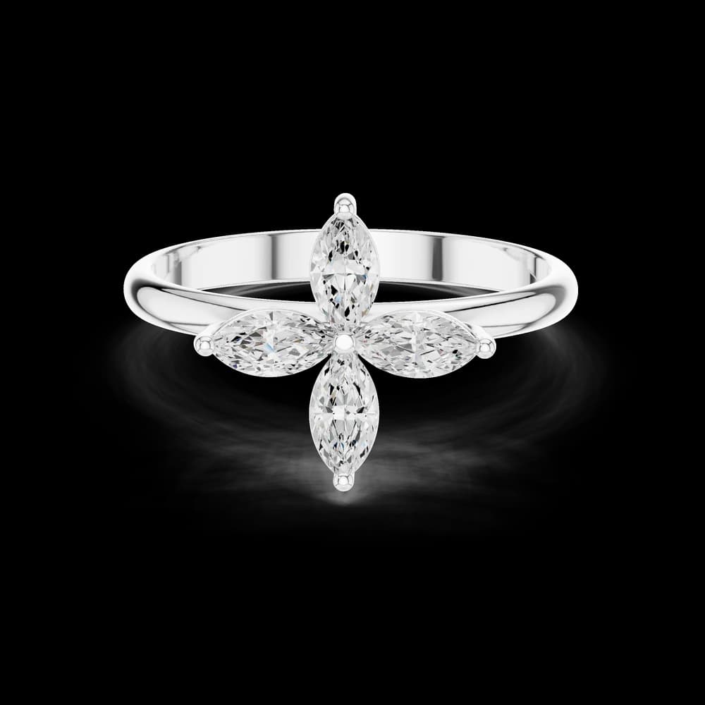 Marquise Four Stone Floral Motif Ring - Image 2 Marquise Four Stone Floral Motif Ring, view 2 of 6