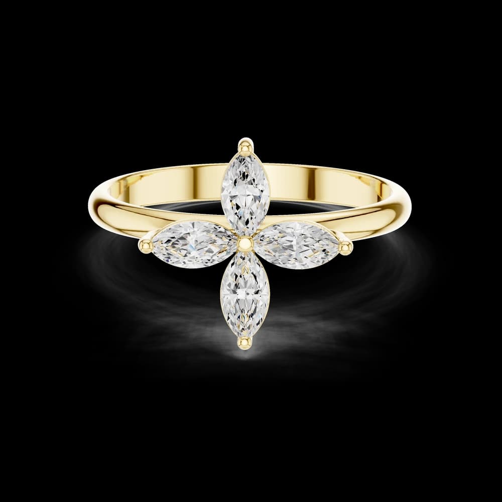 Marquise Four Stone Floral Motif Ring - Image 3 Marquise Four Stone Floral Motif Ring, view 3 of 6