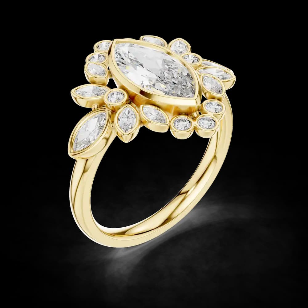 Intricate Marquise Cut Lab Grown Diamond Ring - Image 5 Intricate Marquise Cut Lab Grown Diamond Ring, view 5 of 6