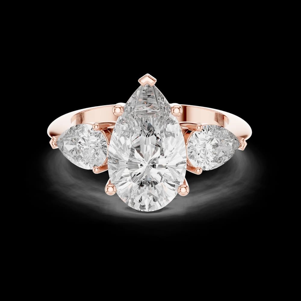 3-Stone Pear Cut Lab Grown Diamond Ring - Image 1 3-Stone Pear Cut Lab Grown Diamond Ring, view 1 of 6