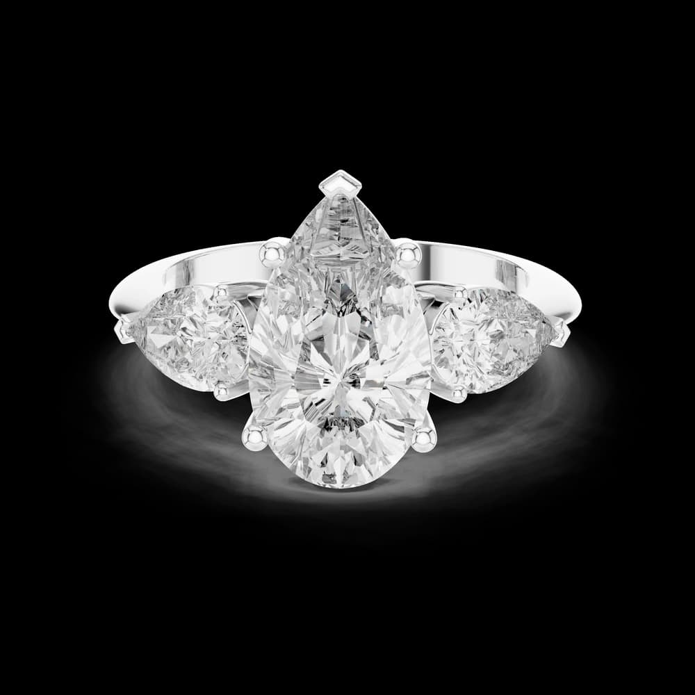 3-Stone Pear Cut Lab Grown Diamond Ring - Image 2 3-Stone Pear Cut Lab Grown Diamond Ring, view 2 of 6