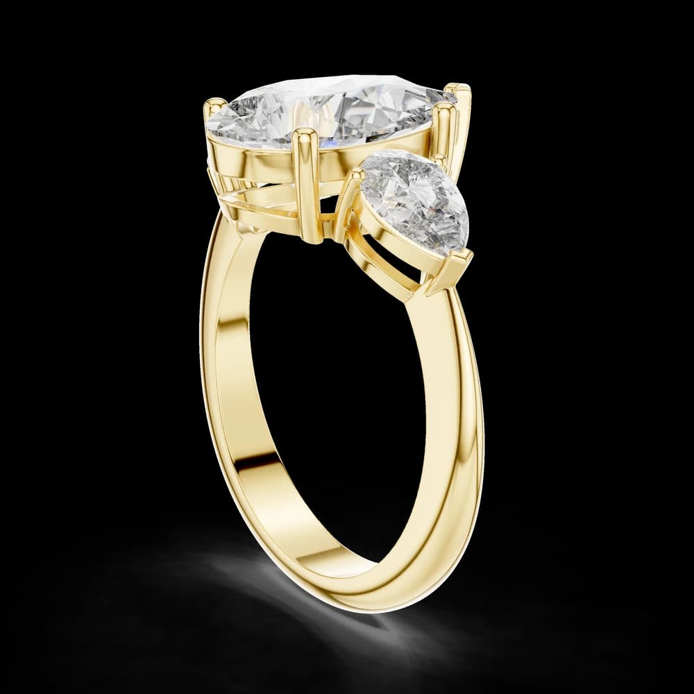 3-Stone Pear Cut Lab Grown Diamond Ring - Image 4 3-Stone Pear Cut Lab Grown Diamond Ring, view 4 of 6