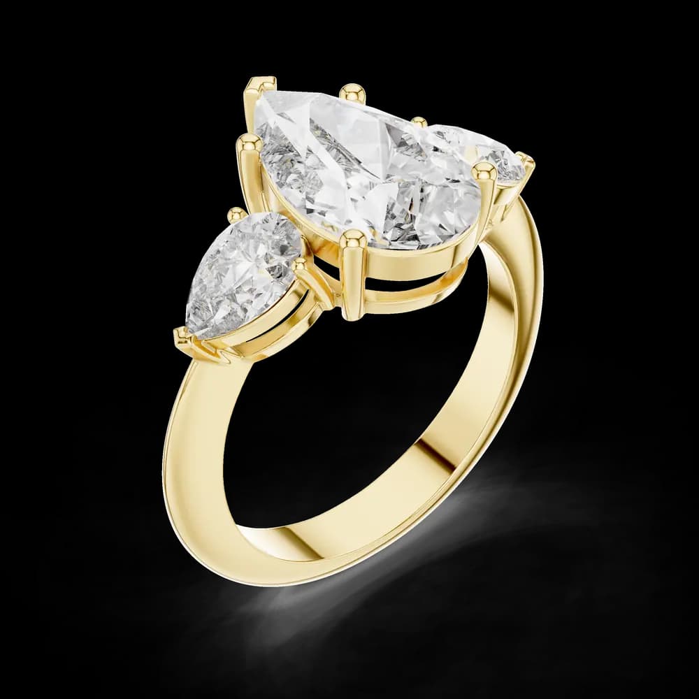 3-Stone Pear Cut Lab Grown Diamond Ring - Image 5 3-Stone Pear Cut Lab Grown Diamond Ring, view 5 of 6