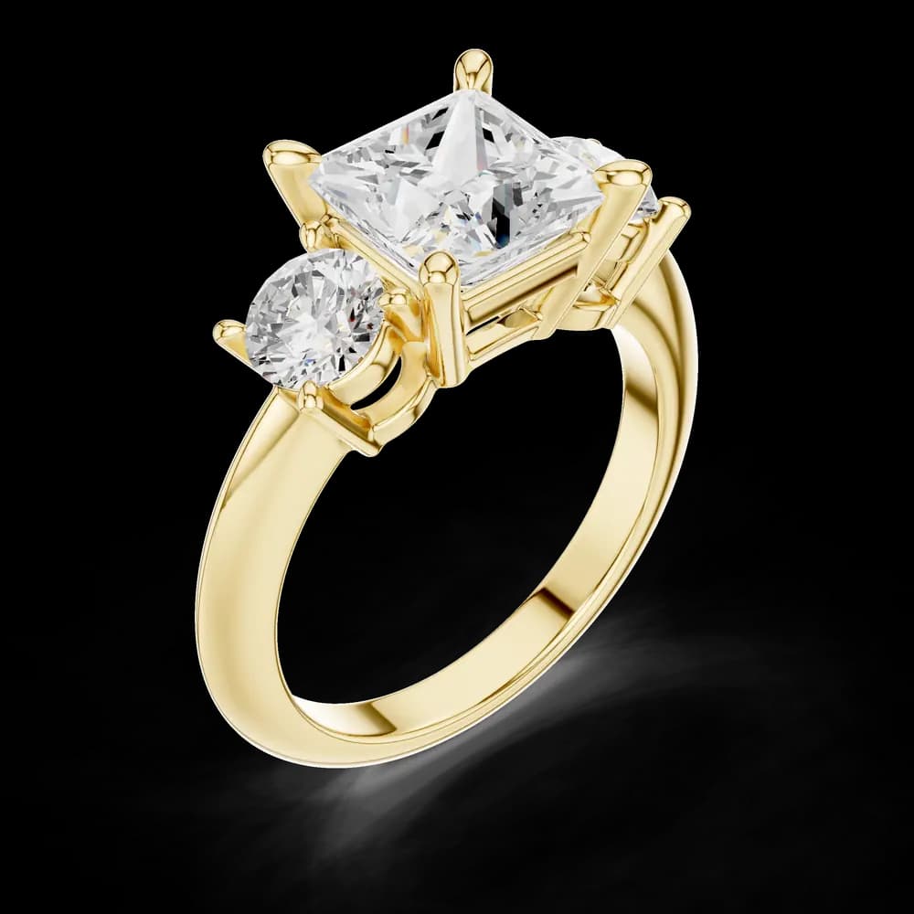 Elegant Princess Trio Lab Grown Diamond Ring - Image 5 Elegant Princess Trio Lab Grown Diamond Ring, view 5 of 6