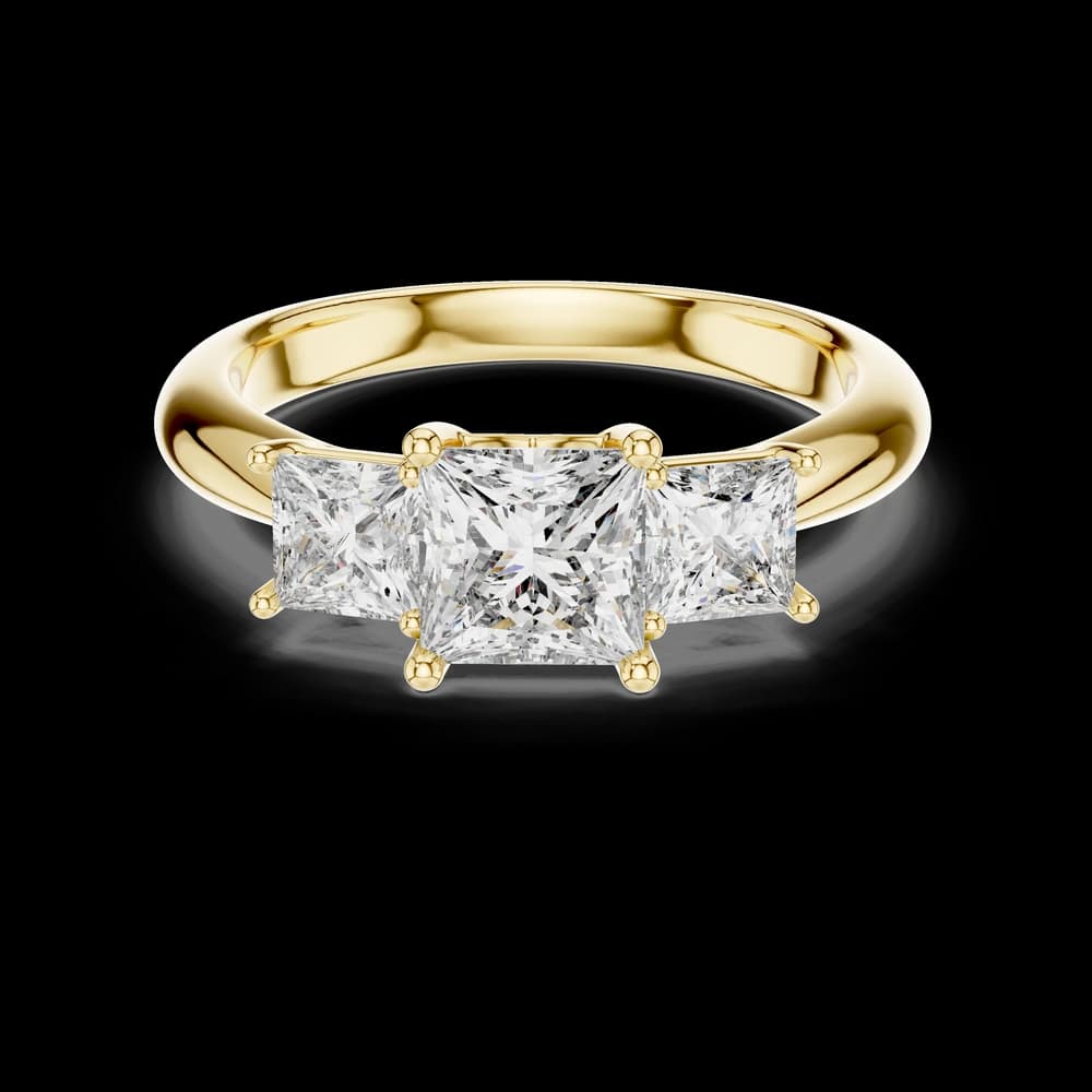 Princess Cut Three Stone Lab Grown Ring - Image 3 Princess Cut Three Stone Lab Grown Ring, view 3 of 5