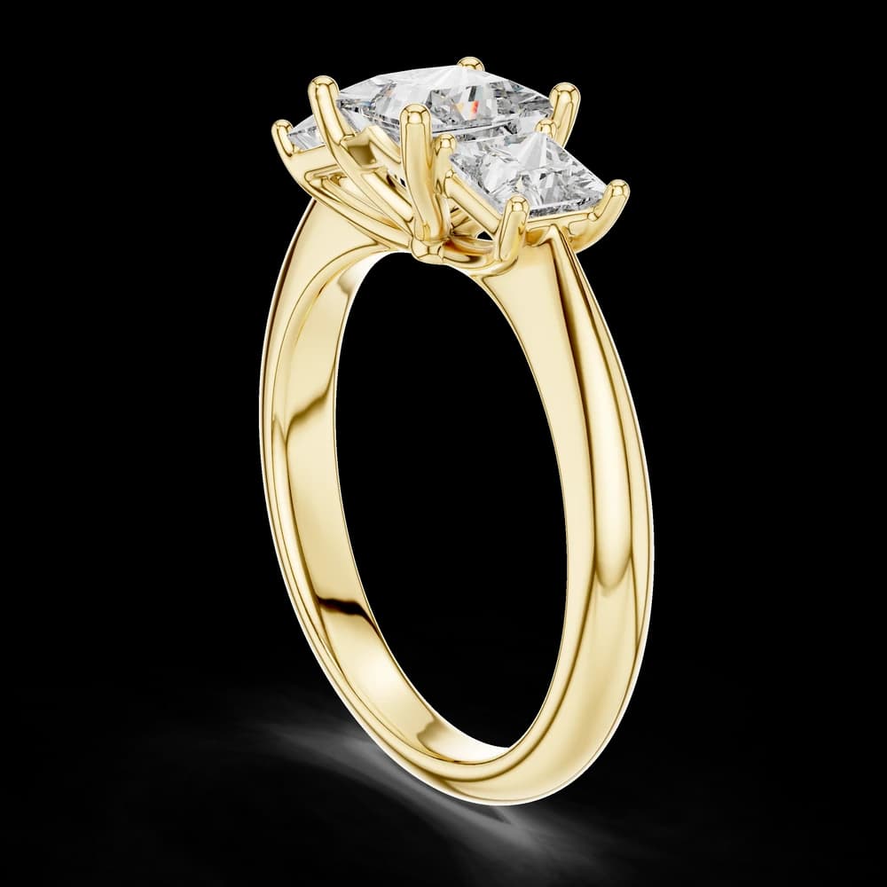 Princess Cut Three Stone Lab Grown Ring - Image 4 Princess Cut Three Stone Lab Grown Ring, view 4 of 5