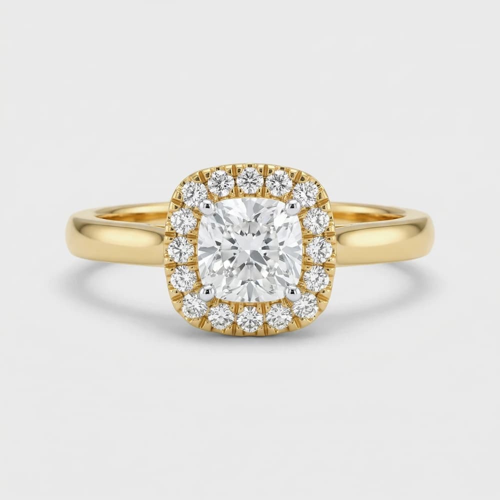Cushion Halo Lab Grown Diamond Ring - Image 1 Cushion Halo Lab Grown Diamond Ring, view 1 of 2