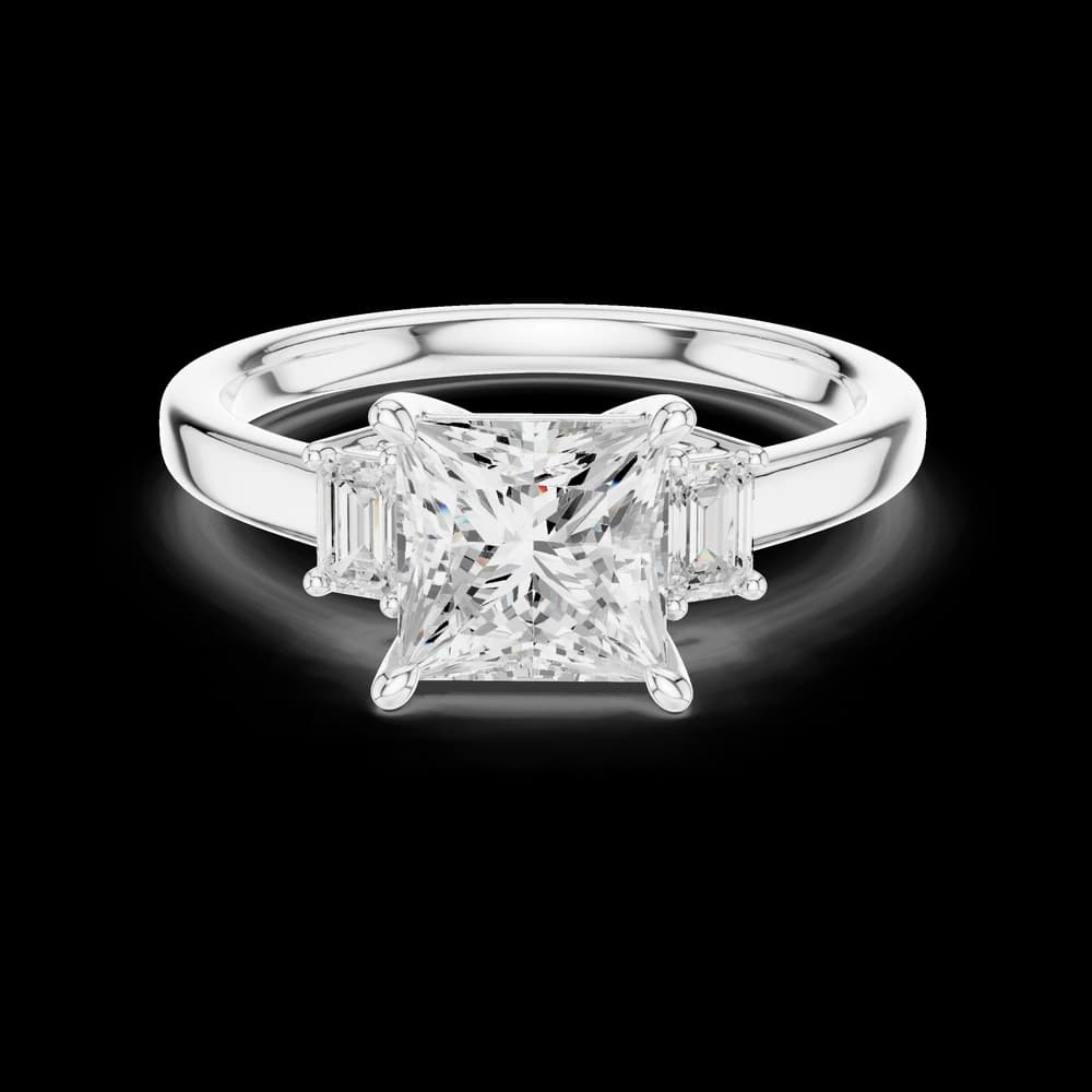 Princess Baguette Side Lab Grown Diamond Ring - Image 2 Princess Baguette Side Lab Grown Diamond Ring, view 2 of 6