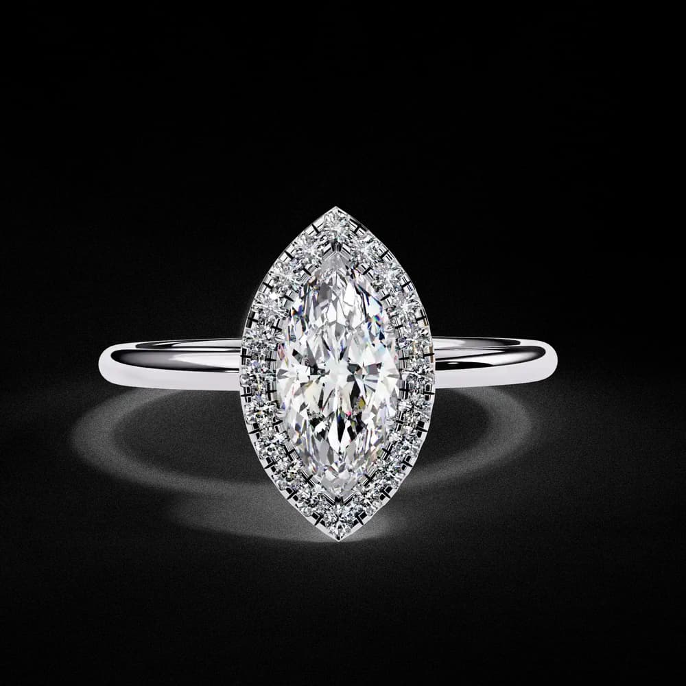 Classic Marquise Cut Lab Grown Diamond Halo Ring - Image 1 Classic Marquise Cut Lab Grown Diamond Halo Ring, view 1 of 10