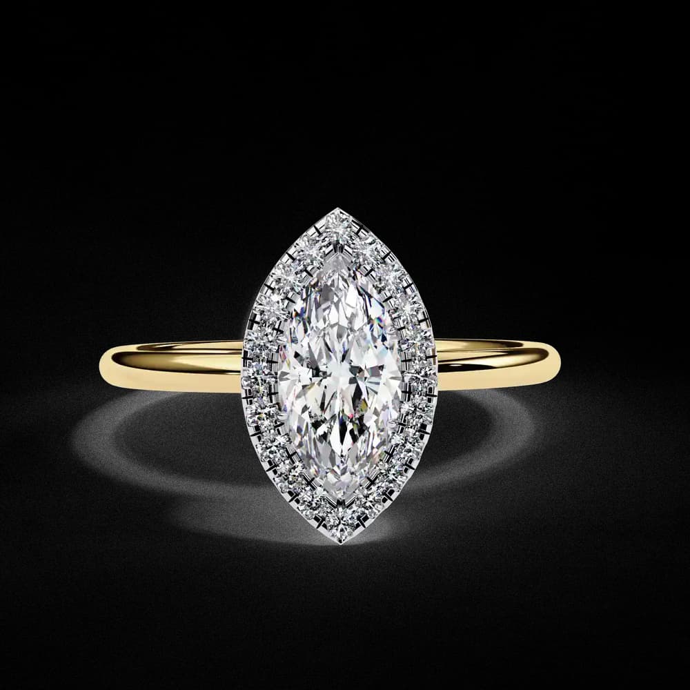Classic Marquise Cut Lab Grown Diamond Halo Ring - Image 4 Classic Marquise Cut Lab Grown Diamond Halo Ring, view 4 of 10