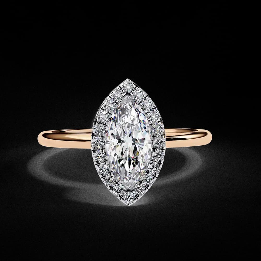 Classic Marquise Cut Lab Grown Diamond Halo Ring - Image 7 Classic Marquise Cut Lab Grown Diamond Halo Ring, view 7 of 10