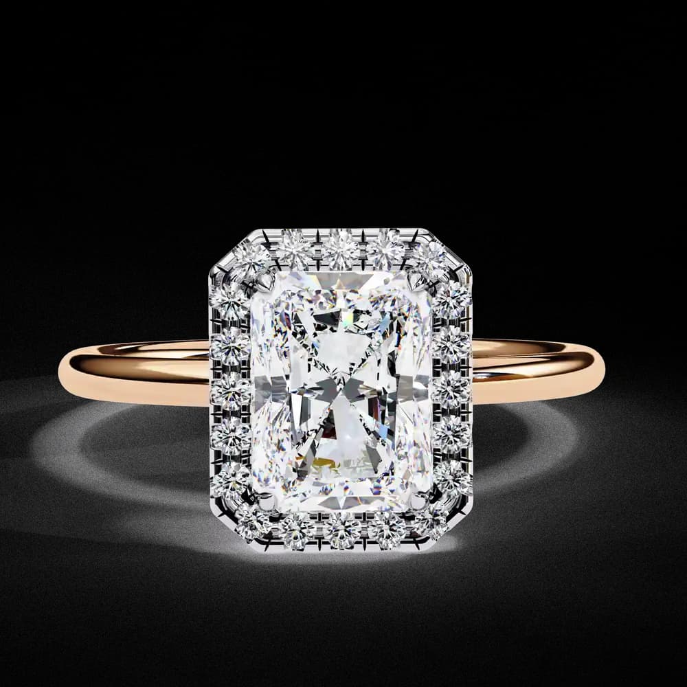 Classic Radiant Cut Lab Grown Diamond Halo Engagement Ring - Image 4 Classic Radiant Cut Lab Grown Diamond Halo Engagement Ring, view 4 of 12