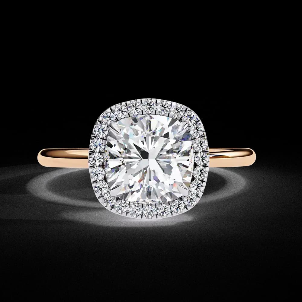 Classic Square Cushion Cut Lab Grown Diamond Halo Engagement Ring - Image 12 Classic Square Cushion Cut Lab Grown Diamond Halo Engagement Ring, view 12 of 12