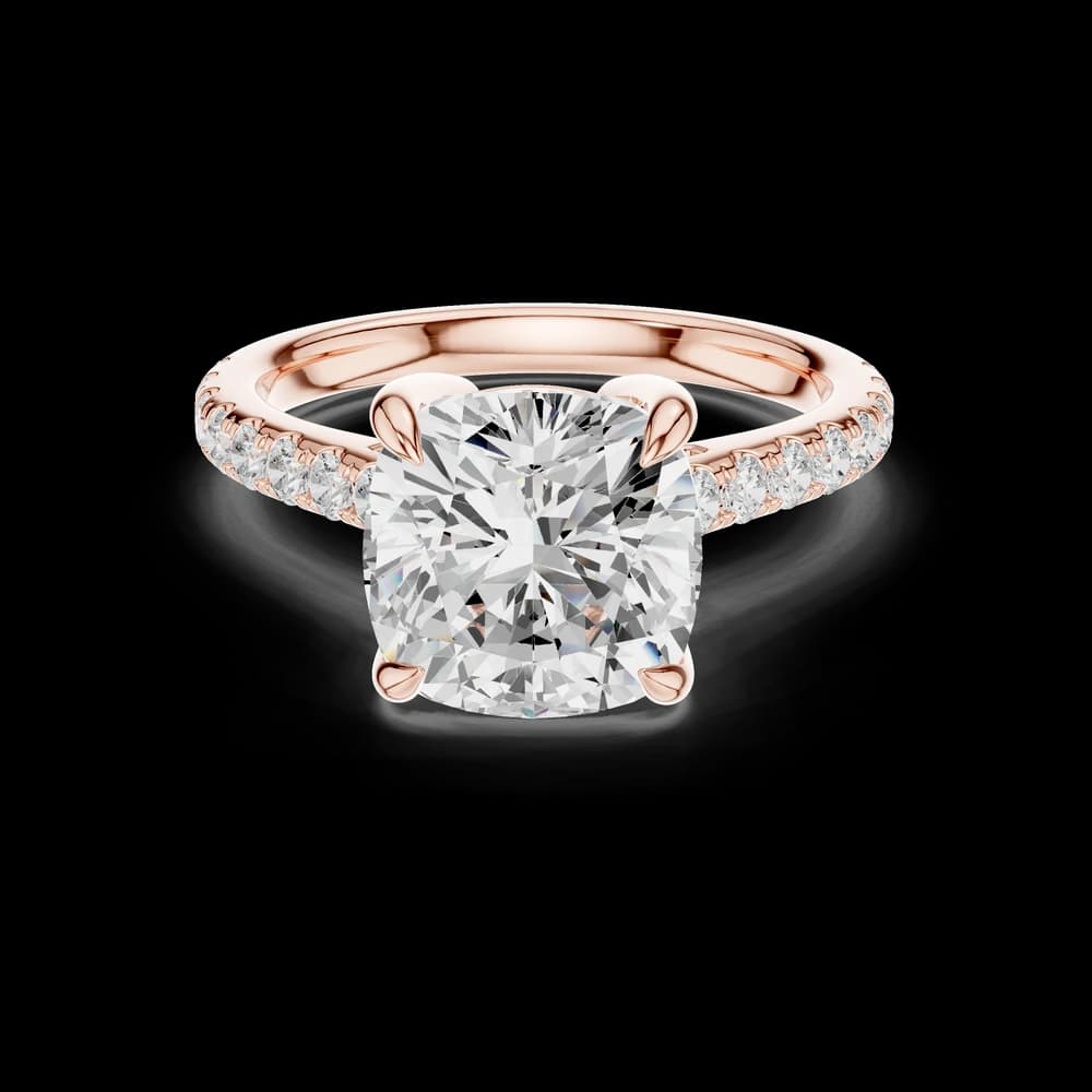 Elegant Cushion Pavé Band Lab Grown Ring - Image 1 Elegant Cushion Pavé Band Lab Grown Ring, view 1 of 6