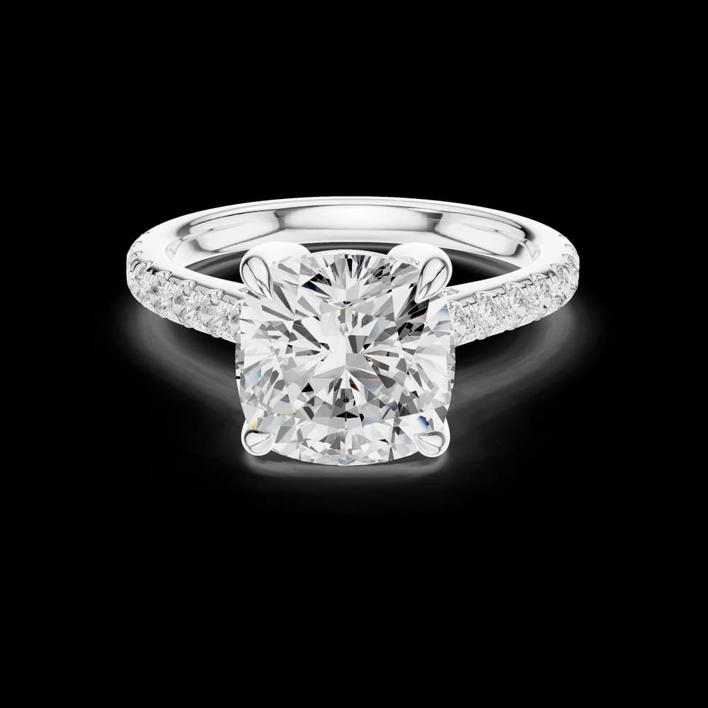 Elegant Cushion Pavé Band Lab Grown Ring - Image 2 Elegant Cushion Pavé Band Lab Grown Ring, view 2 of 6