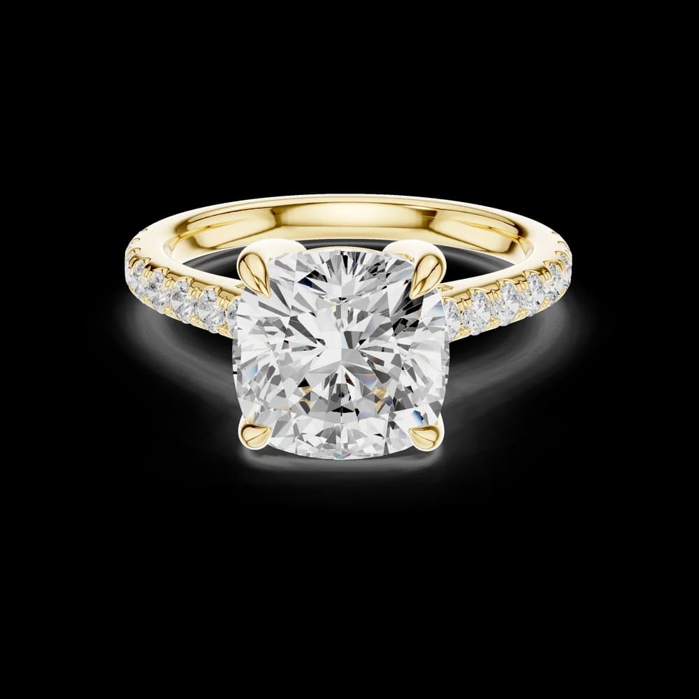 Elegant Cushion Pavé Band Lab Grown Ring - Image 3 Elegant Cushion Pavé Band Lab Grown Ring, view 3 of 6