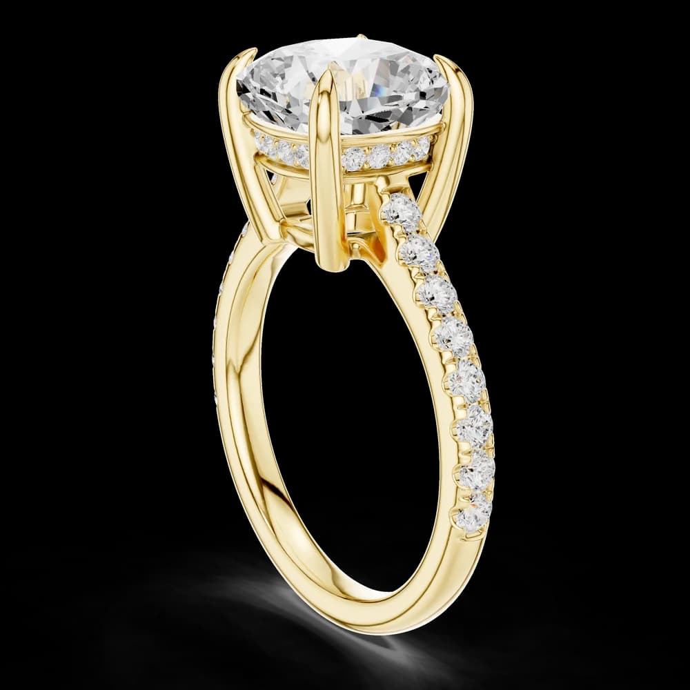Elegant Cushion Pavé Band Lab Grown Ring - Image 4 Elegant Cushion Pavé Band Lab Grown Ring, view 4 of 6