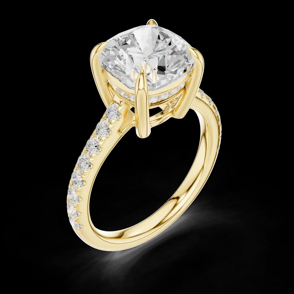 Elegant Cushion Pavé Band Lab Grown Ring - Image 5 Elegant Cushion Pavé Band Lab Grown Ring, view 5 of 6