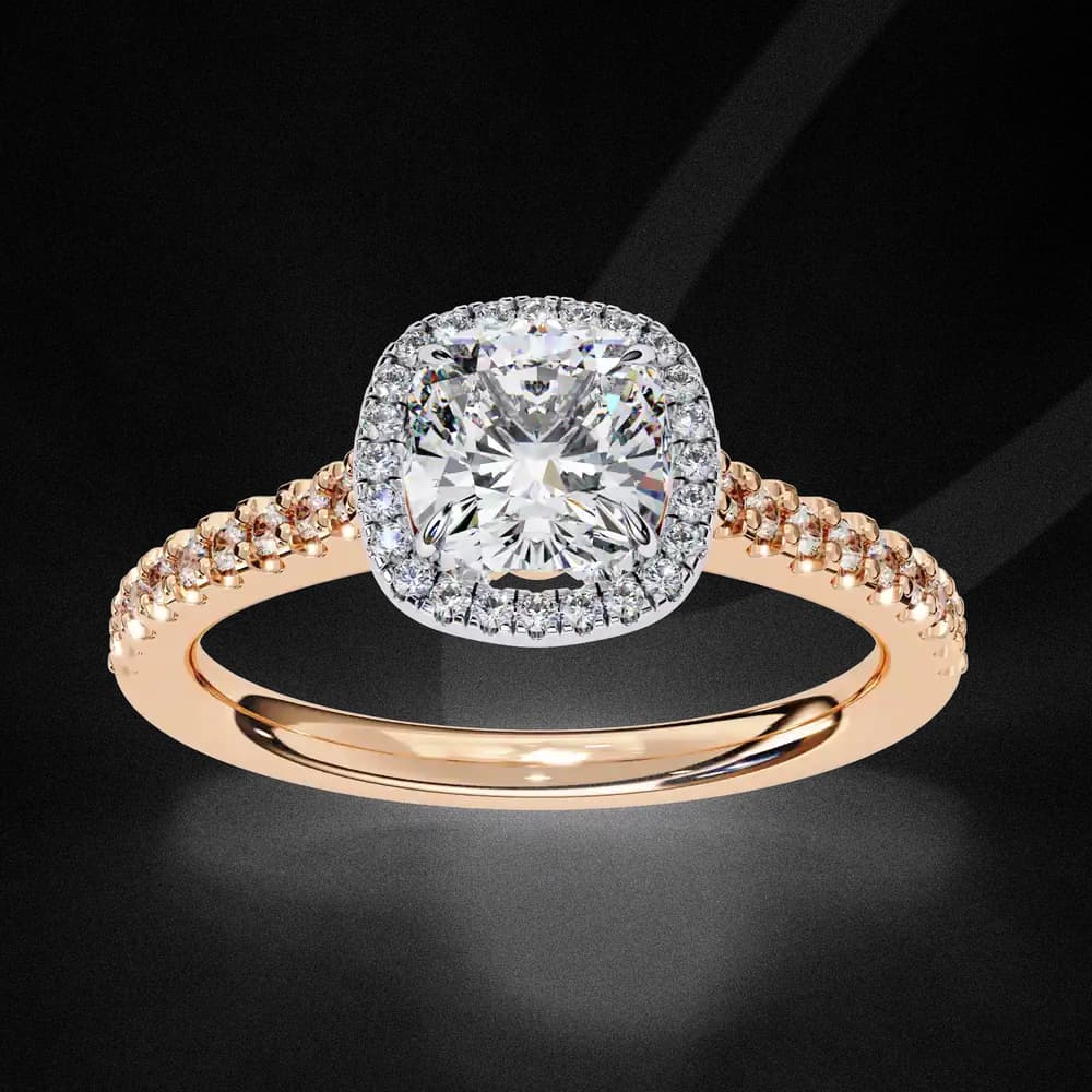 The Kacey Cushion Halo Cathedral Lab Grown Diamond Engagement Ring - Image 1 The Kacey Cushion Halo Cathedral Lab Grown Diamond Engagement Ring, view 1 of 12