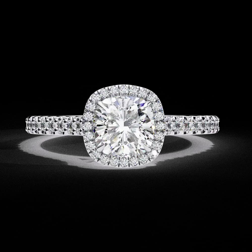 The Kacey Cushion Halo Cathedral Lab Grown Diamond Engagement Ring - Image 10 The Kacey Cushion Halo Cathedral Lab Grown Diamond Engagement Ring, view 10 of 12