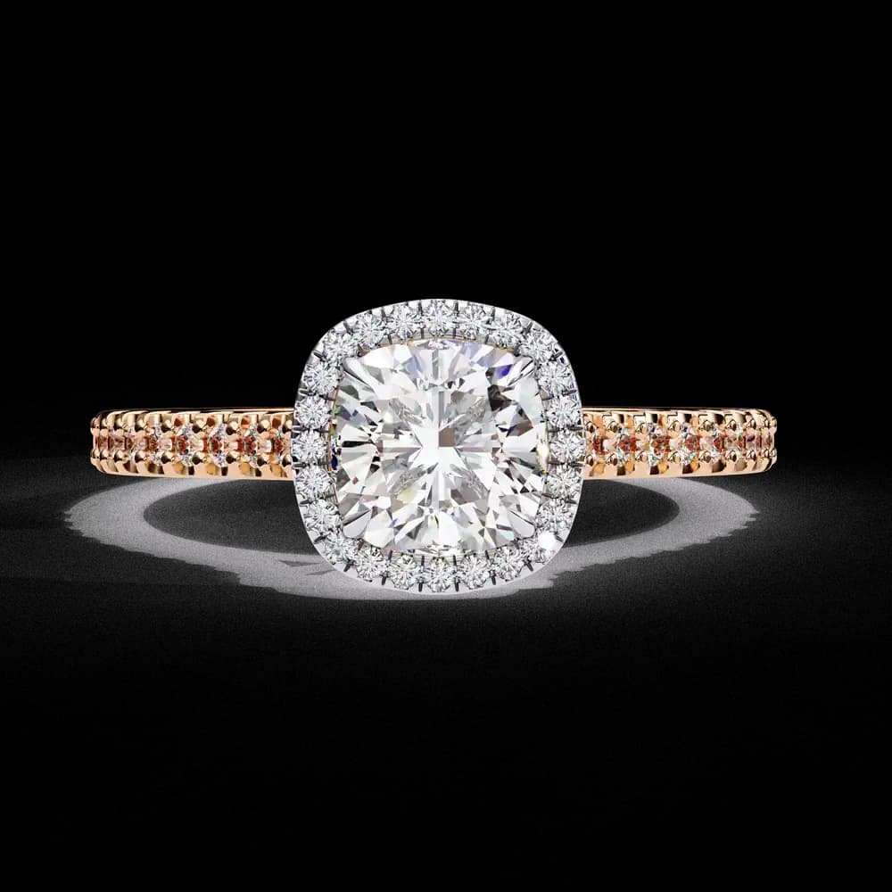 The Kacey Cushion Halo Cathedral Lab Grown Diamond Engagement Ring - Image 11 The Kacey Cushion Halo Cathedral Lab Grown Diamond Engagement Ring, view 11 of 12
