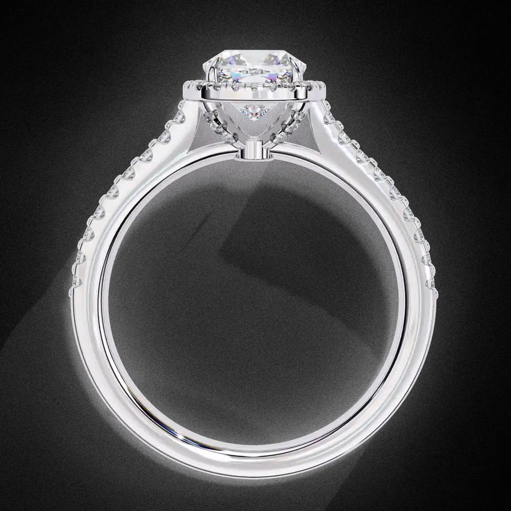 The Kacey Cushion Halo Cathedral Lab Grown Diamond Engagement Ring - Image 2 The Kacey Cushion Halo Cathedral Lab Grown Diamond Engagement Ring, view 2 of 12