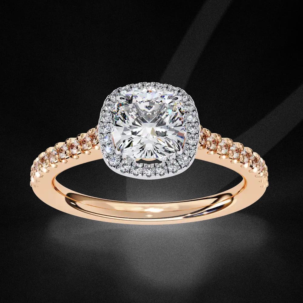 The Kacey Cushion Halo Cathedral Lab Grown Diamond Engagement Ring - Image 7 The Kacey Cushion Halo Cathedral Lab Grown Diamond Engagement Ring, view 7 of 12