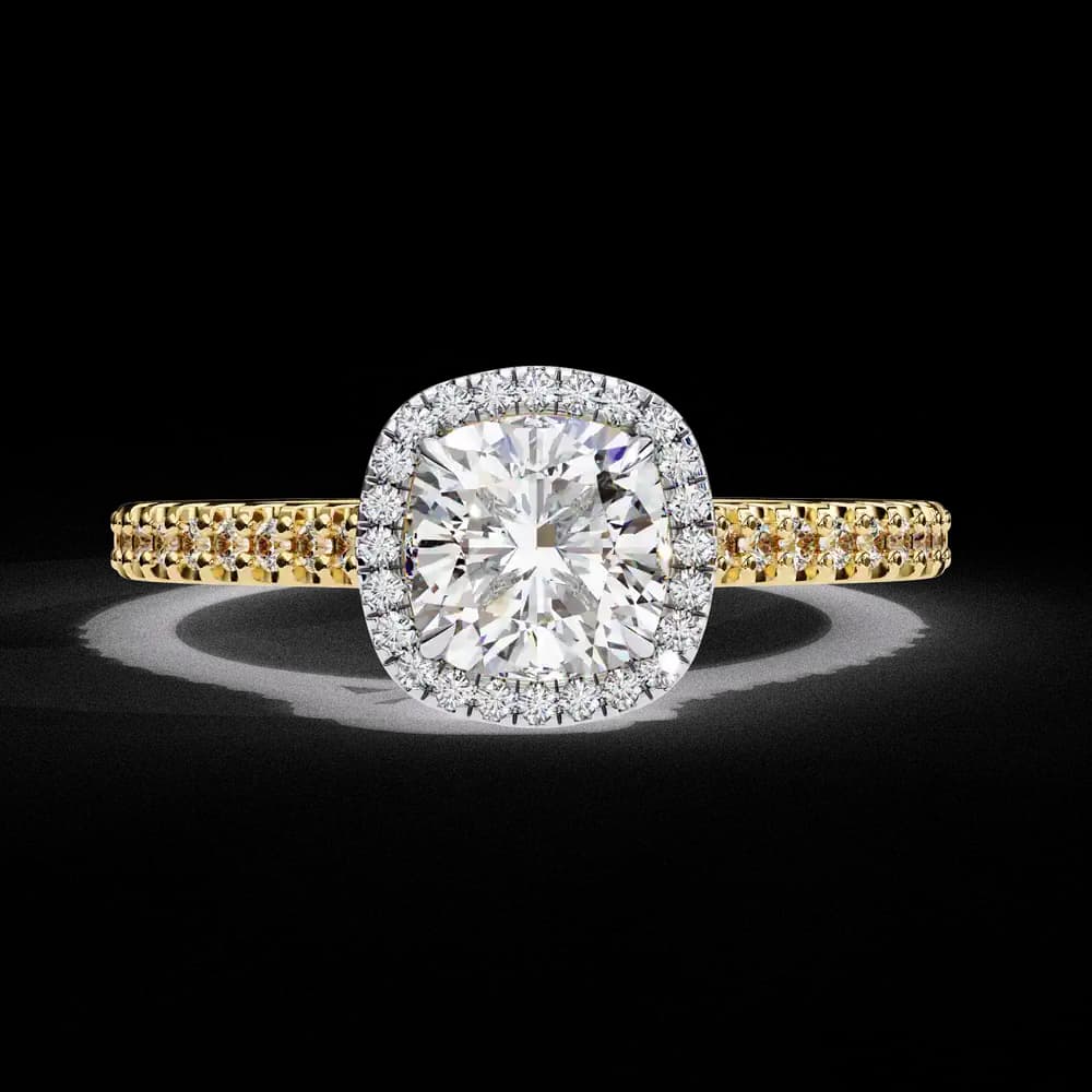 The Kacey Cushion Halo Cathedral Lab Grown Diamond Engagement Ring - Image 8 The Kacey Cushion Halo Cathedral Lab Grown Diamond Engagement Ring, view 8 of 12