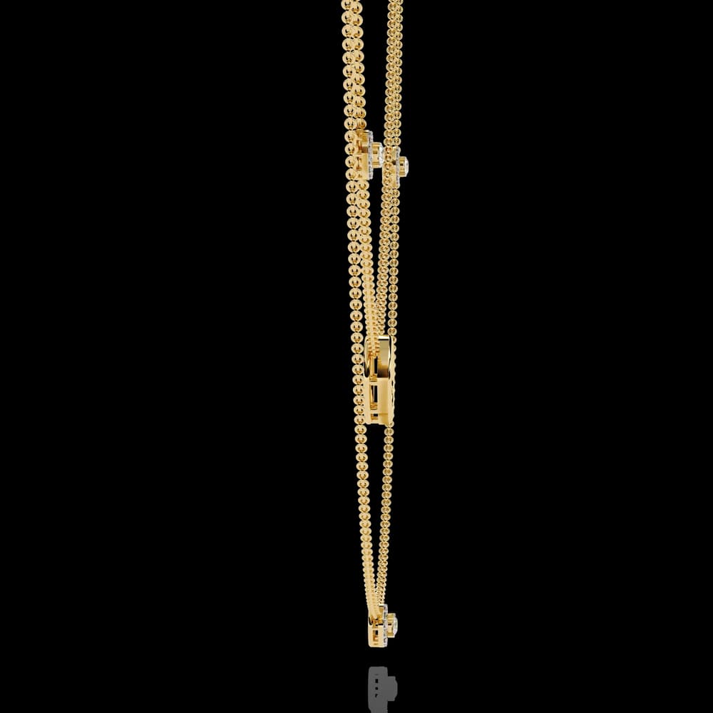 Dainty Gold Dual-Strand Necklace with Circle - Image 3 Dainty Gold Dual-Strand Necklace with Circle, view 3 of 5